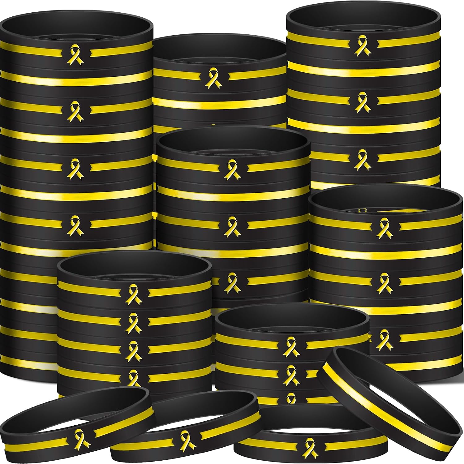 Hiboom 50 Pcs Leukemia Awareness Products Orange Ribbon Silicone Bracelets, Kidney Lymphoma Brain Cancer Awareness Rubber Wristbands Hope Courage Wrist Bands for Charity Events