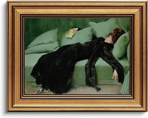 Miniatura 63 de Arte de pared con marco dorado, lienzo vintage de río, arte de pared, paisaje natural, río antiguo, impresiones artísticas para sala de estar,