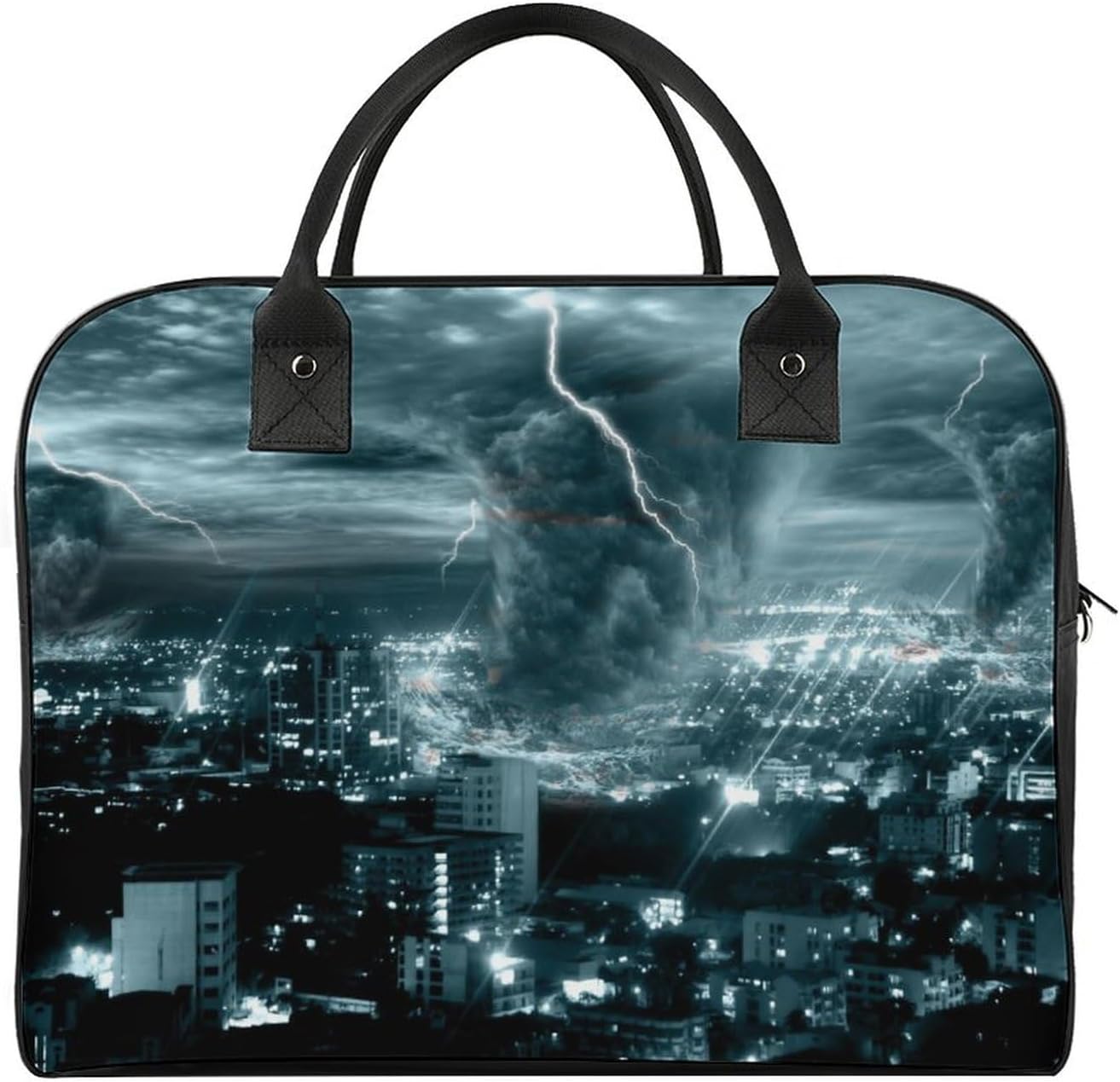 Chicago City Tornado Storm Weather Pattern A Large Capacity Portable Handbag Essential for Travel