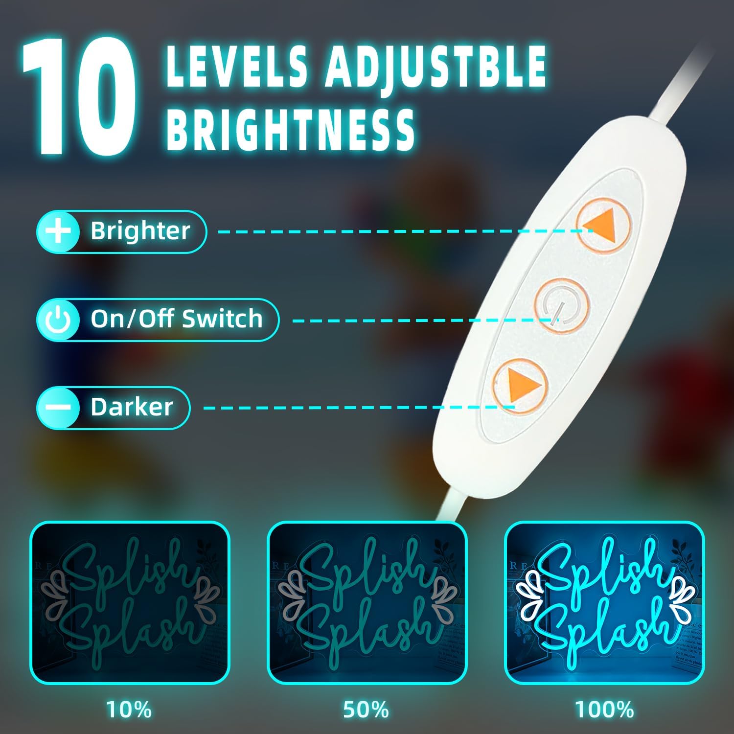 Splish Splash Neon Sign for Pool Party Splash LED Signs for Boy Birthday Decorations Bathroom USB Powered Neon Wall Art Summer Party Neon Lights Gifts for Friends Family