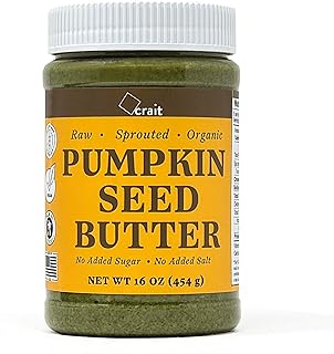 crait Organic Raw Sprouted Pumpkin Seed Butter, Single Ingredient, No Sugar, No Salt, Vegan, Palm-Oil Free, Gluten Free, Creamy Texture, Healthy Butter, Peanut Butter Alternative, Made in the USA (16 Ounce)
