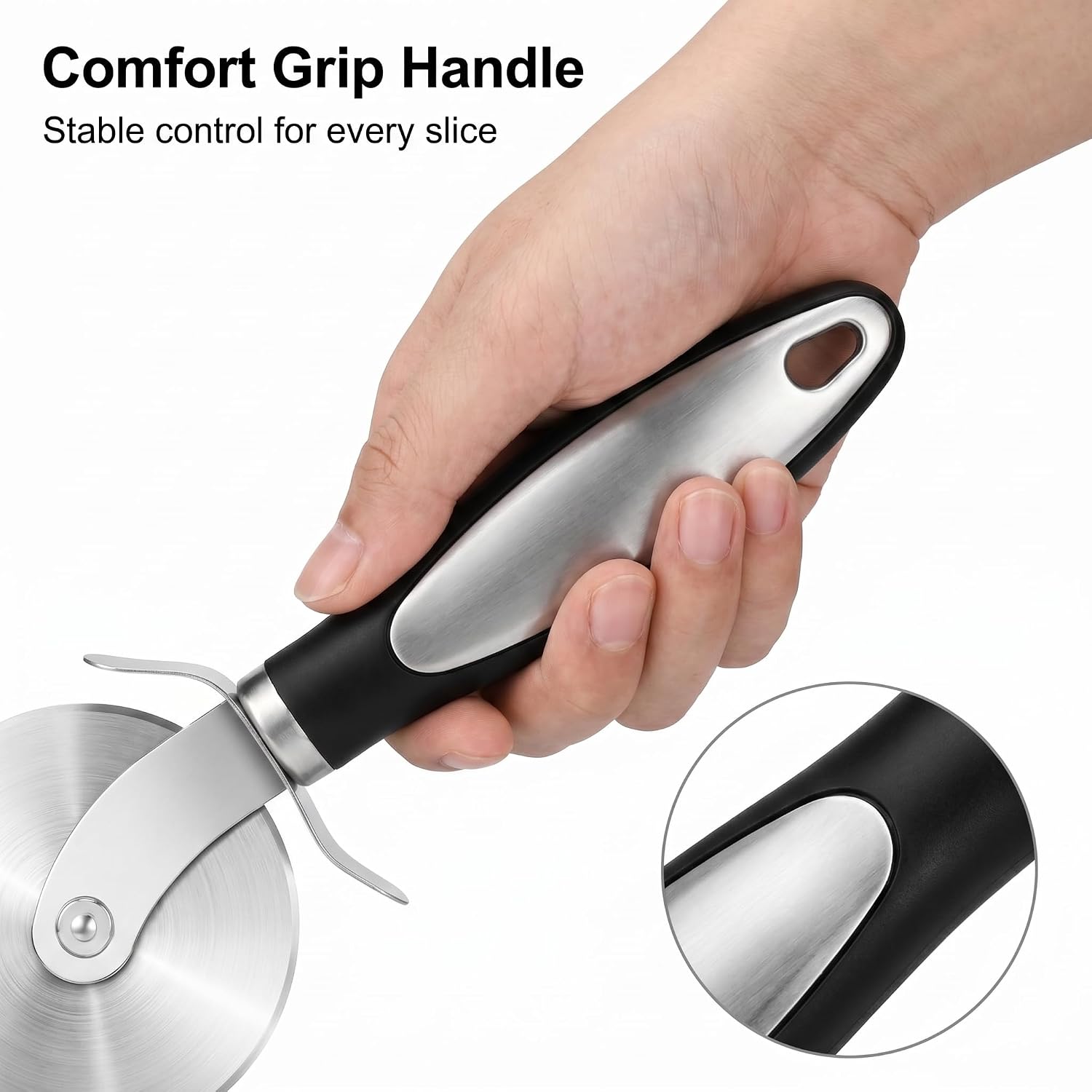 Pizza Cutter Wheel, 8.66 Inch Stainless Steel Slicer, 3.5 Inch Sharp Blade