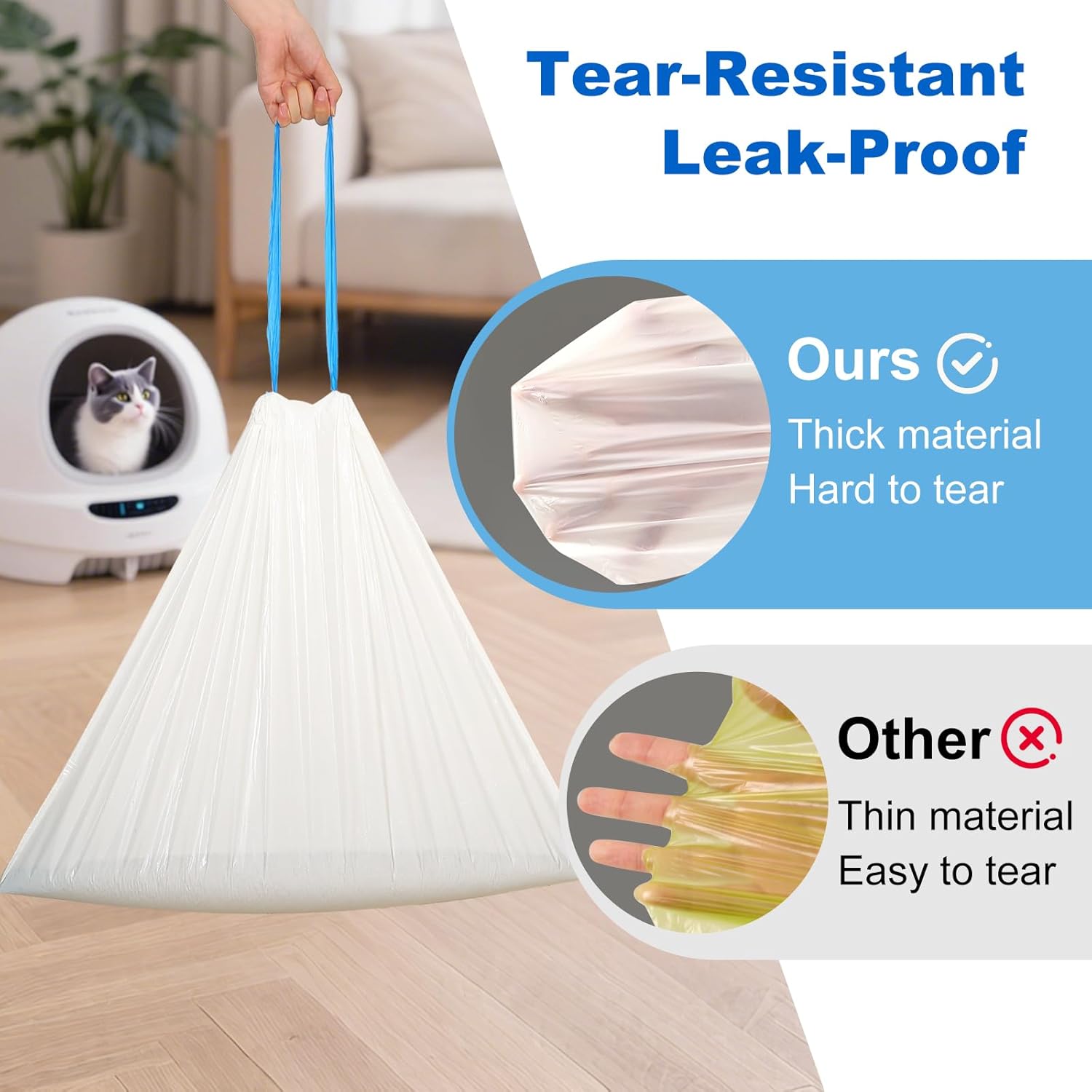 100 Count Litter Box Liners for Litter Robot 4 and 3 Waste Bags, Leak Proof Replacement Jumbo Cat Litter Box Liners, 26" x 24" Extra Thick Cat Litter Bags, Durable Waterproof Litter Bags