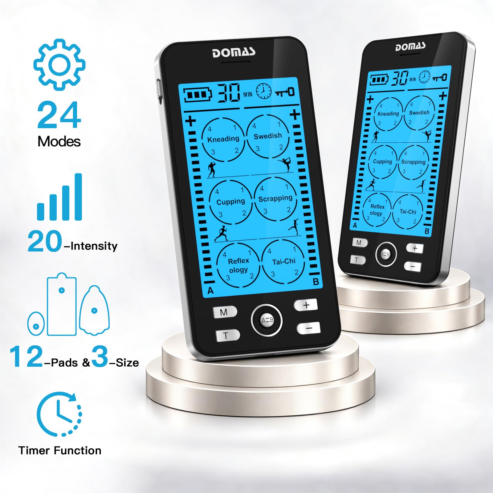 24 Modes TENS Unit Muscle Stimulator with 3.75’’ Large Screen,TENS Machine with 12 Pads & Rechargeable Electronic Pulse Massager Muscle Massager for Shoulder, Neck, Back Pain Relief & Muscle Recovery — Amazon image 4