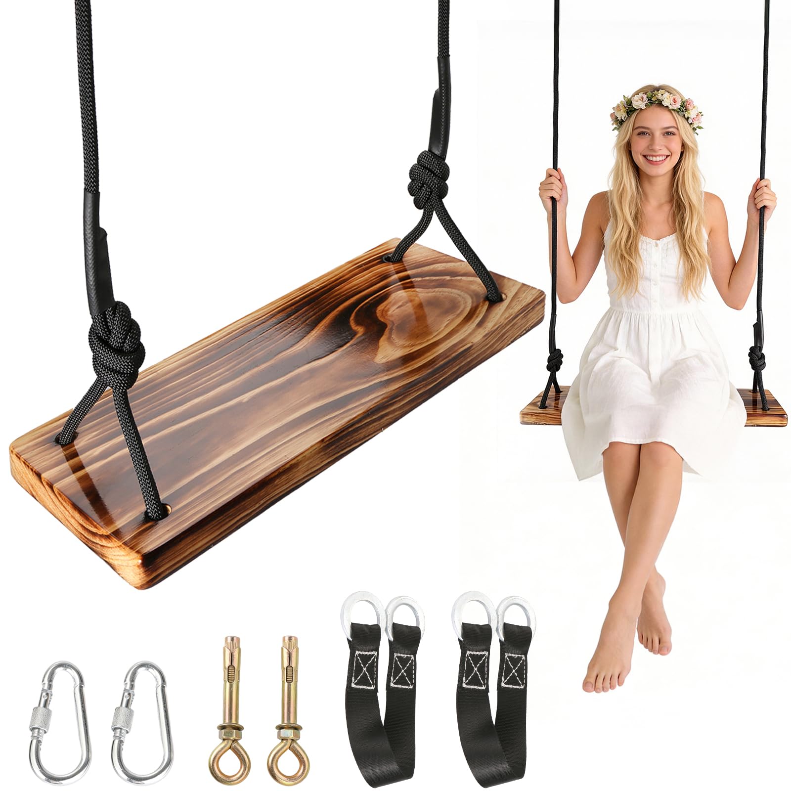 Photo 1 of Aspelev Carbonized Wooden Swing - 18"x 8"