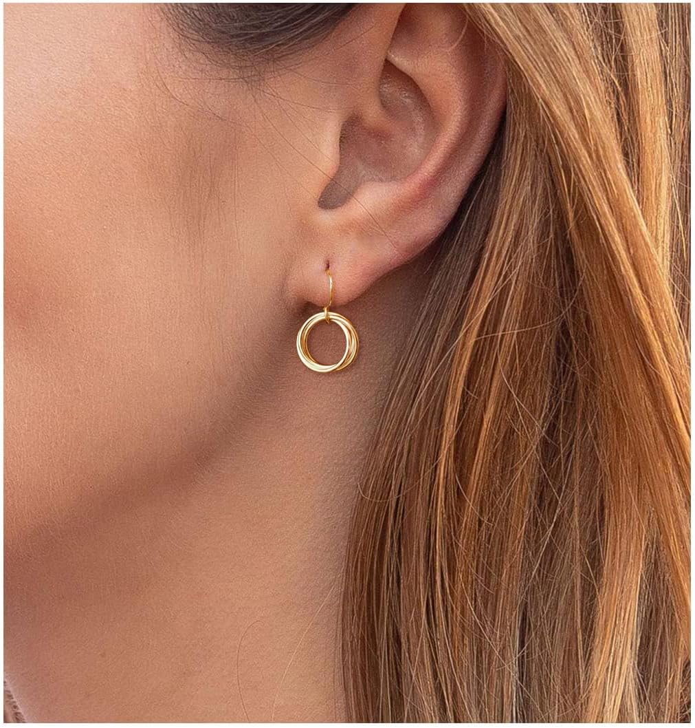 Sterling Silver Love Knot Earrings, 18k Gold Plated Dangle Drop Dainty Everyday Dangling Earrings for Women (Gold)