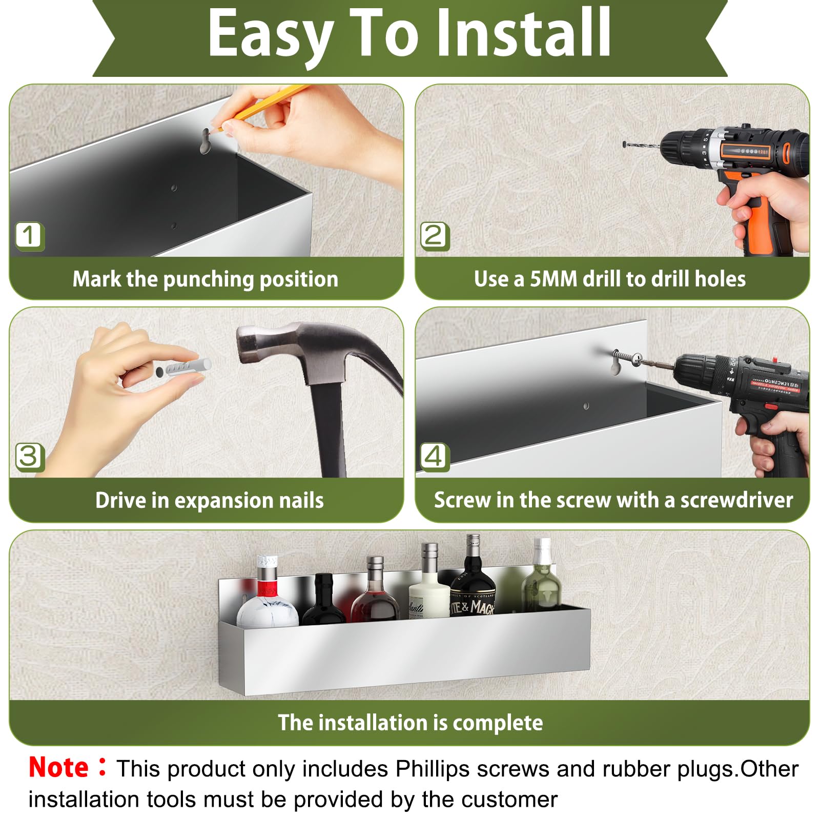 Stainless Steel Bottle Holder - Liquor Rail -3 Stainless Steel Bottle Holder - Liquor Rail -3