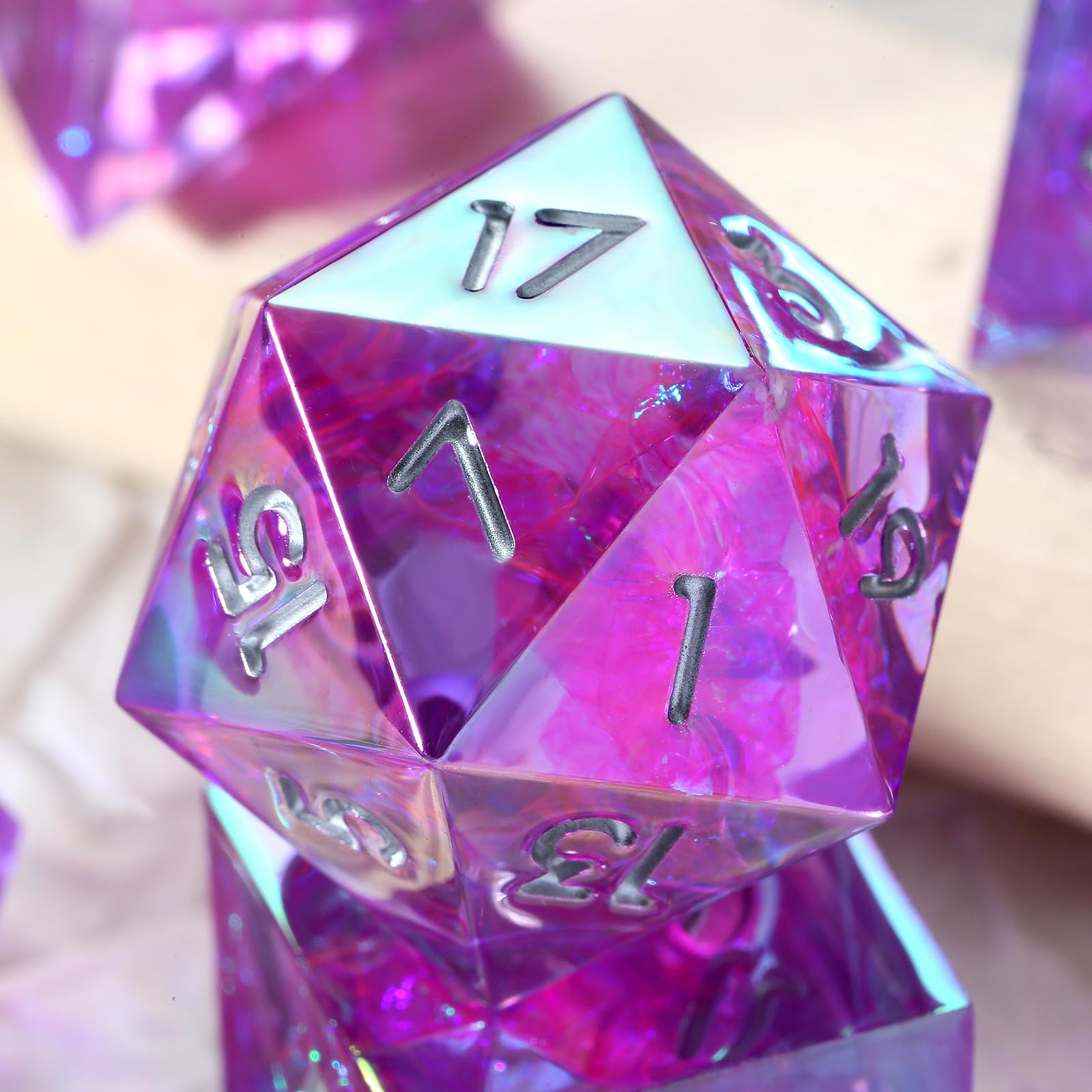 Iridescent Plating Purple Sharp D&D Dice - Image 3