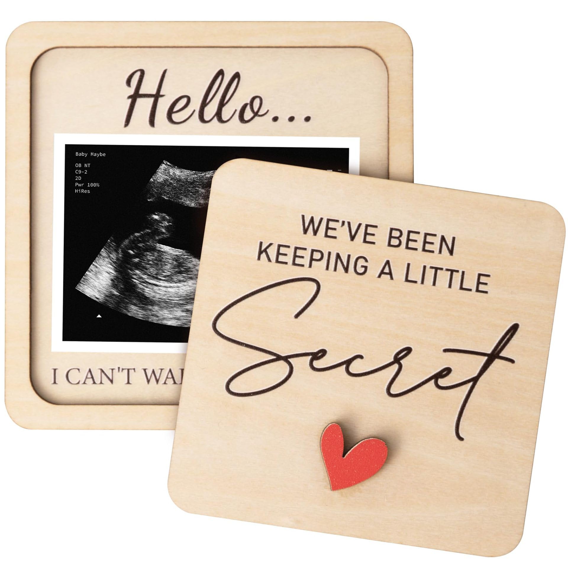 Baby Scan Photo Frames 4.25'' x 4.25'' Ultrasound Picture Frames for Pregnancy Announcement and Baby Reveal Ideas Gifts for Expecting Mums Dads and Grandparents to Be, Sturdy Wood Material