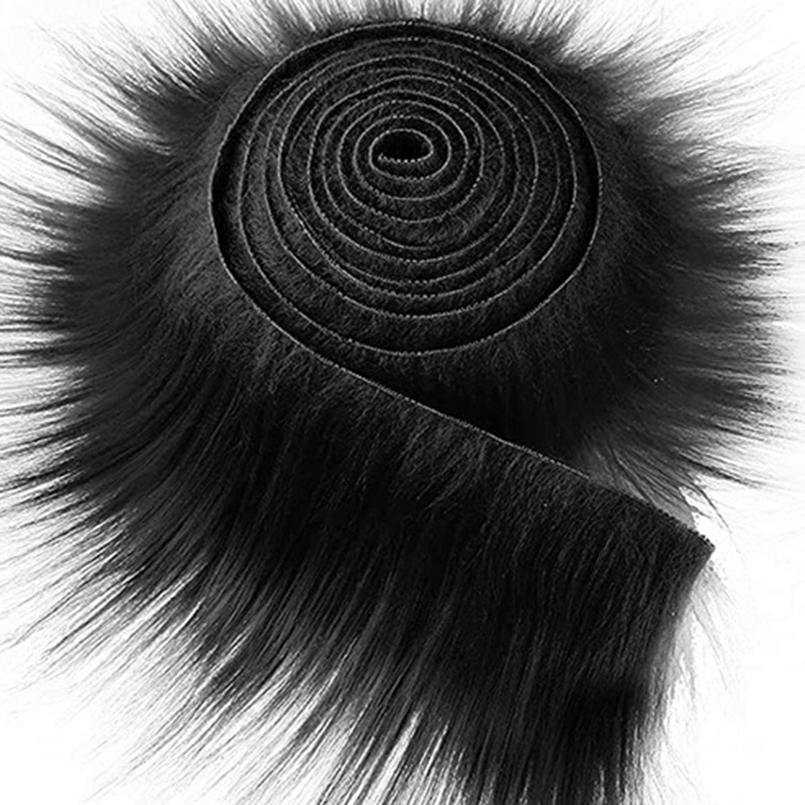 CALANDIS® 4 Roll Soft Faux Fur Fabric 9cmx6m Wide Furry Fuzzy Christmas Costume Decor Black