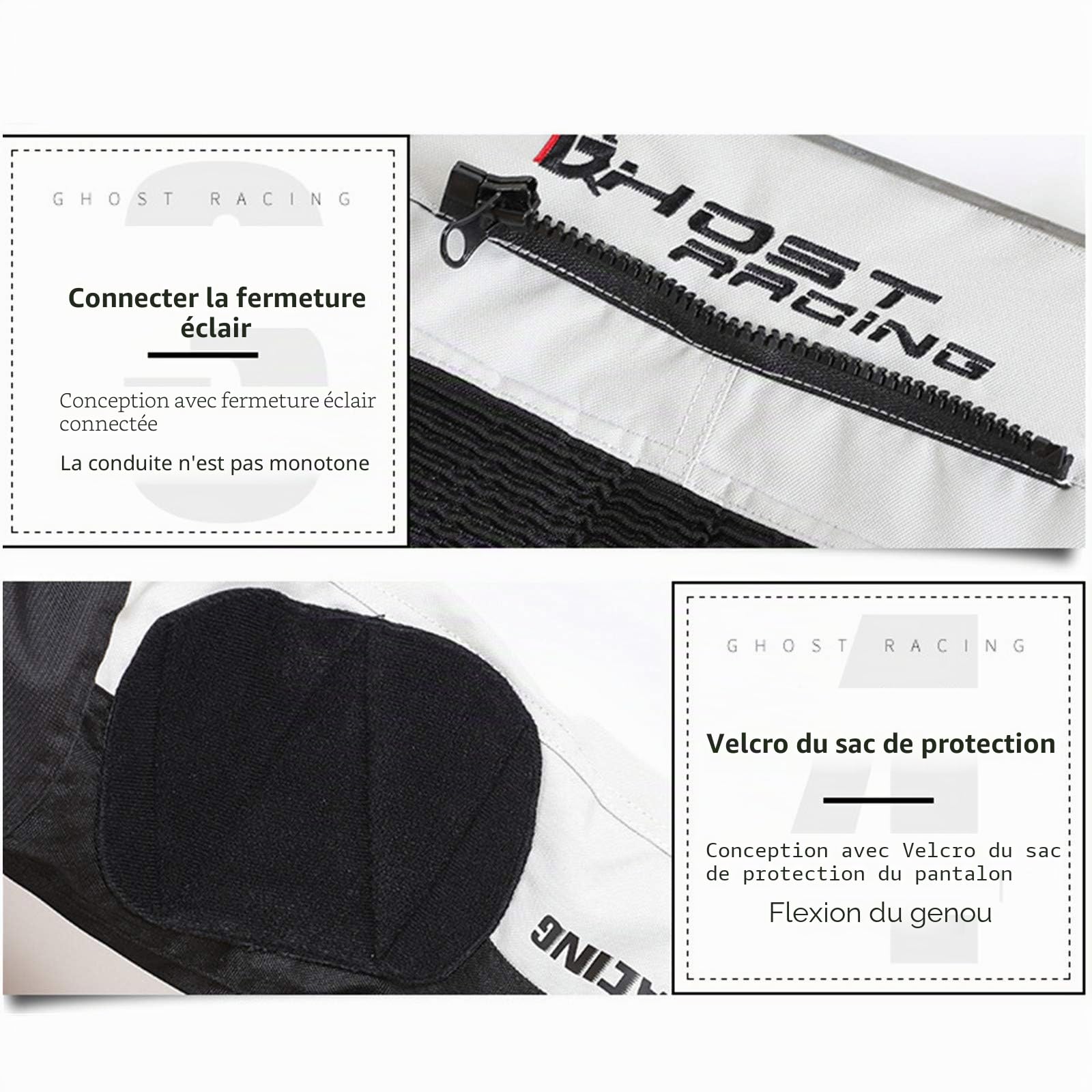 Pantalon De Moto pour Hommes,Pantalon De Moto Blindé, Pantalon De Motard Armure CE Amovible Résistant avec Doublure en Coton Amovible