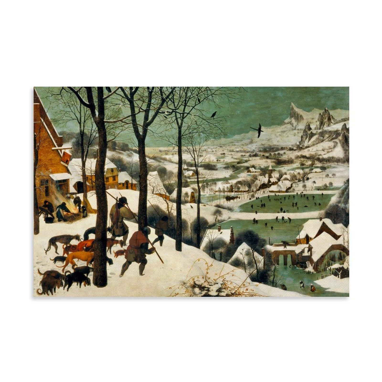 Yyueqil Unframe Pieter Bruegel The Elder Prints The Hunters In The Snow Wall Art Canvas Painting Wall Art Decorative Picture Prints Modern Decor 08X12inch(20X30cm)