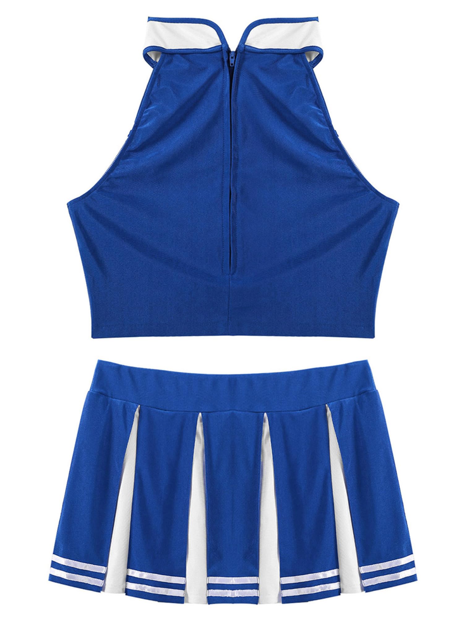 inhzoy Damen Cheerleading Cheer Leader Uniform Rock Crop Top Set Tanz Karneval Fasching Party Halloween Kostüm