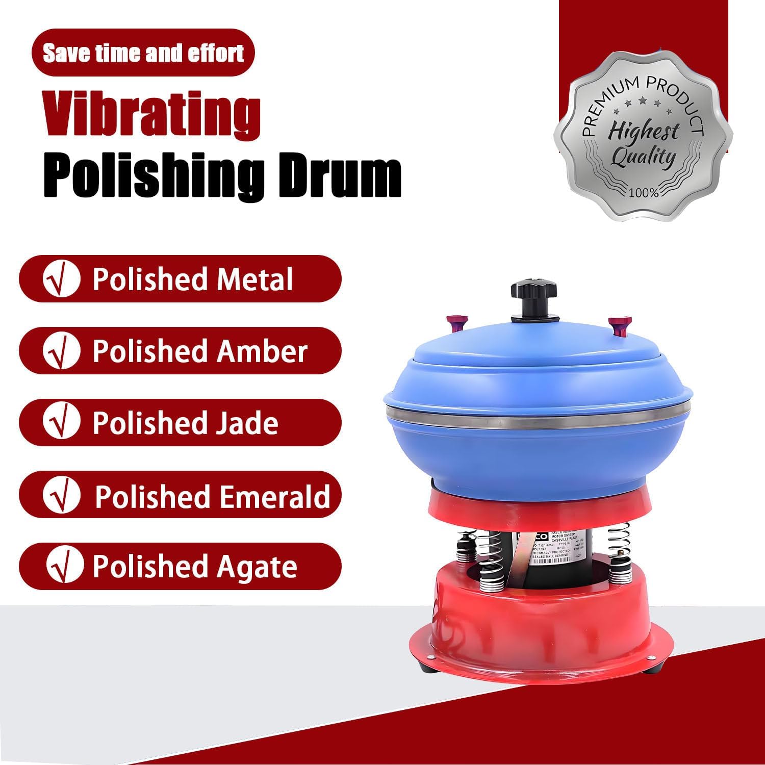 Electric Rock Tumbler Vibration ，Jewelry Vibration Polishing Machine ，for Adults -High-Efficiency Motor for Removing Burrs & Stains Strong Load Capacity ，-High-Frequency Precision Tool