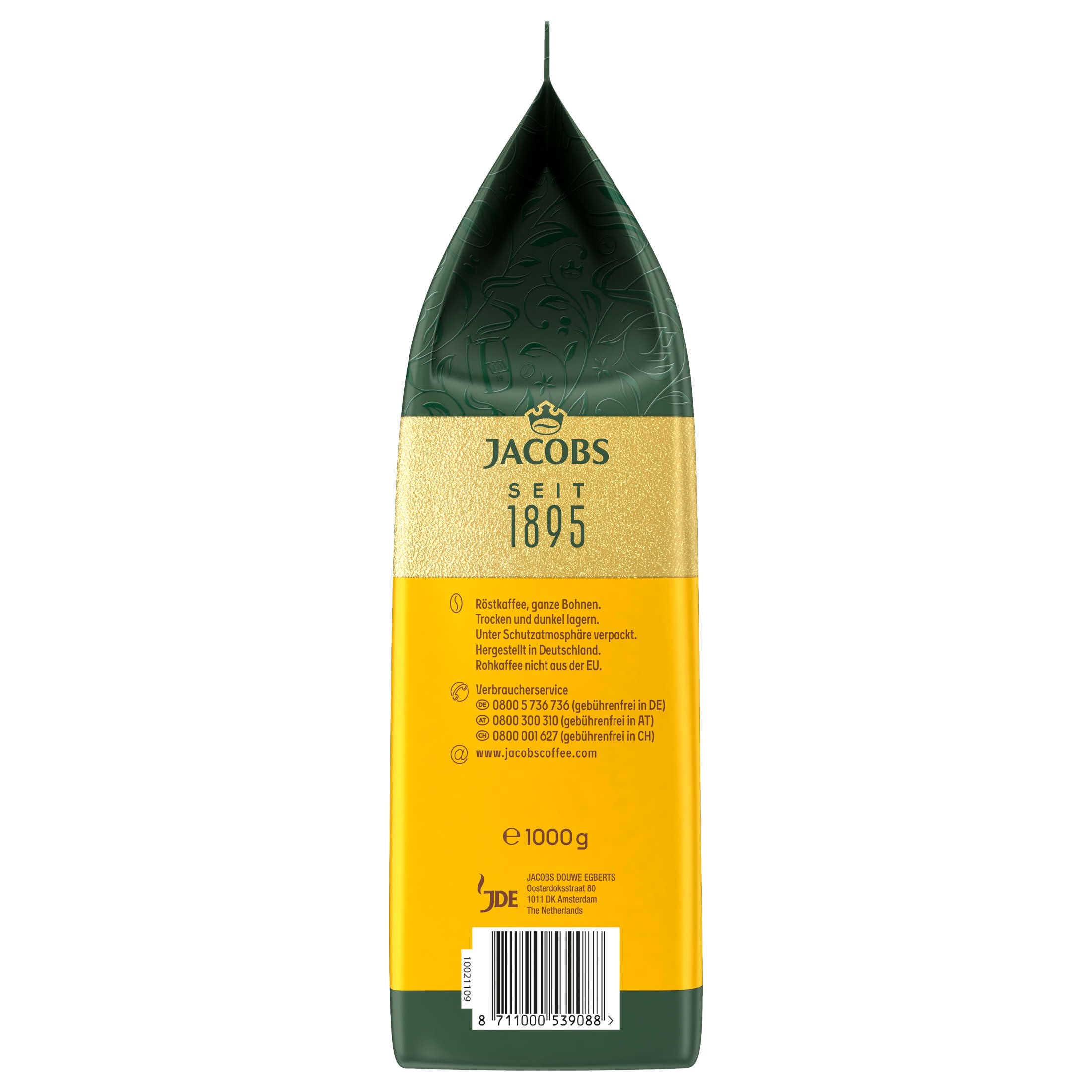 Jacobs Expertenröstung Cafe Crema Gold, Kaffee Ganze Bohne (4x 1 kg)