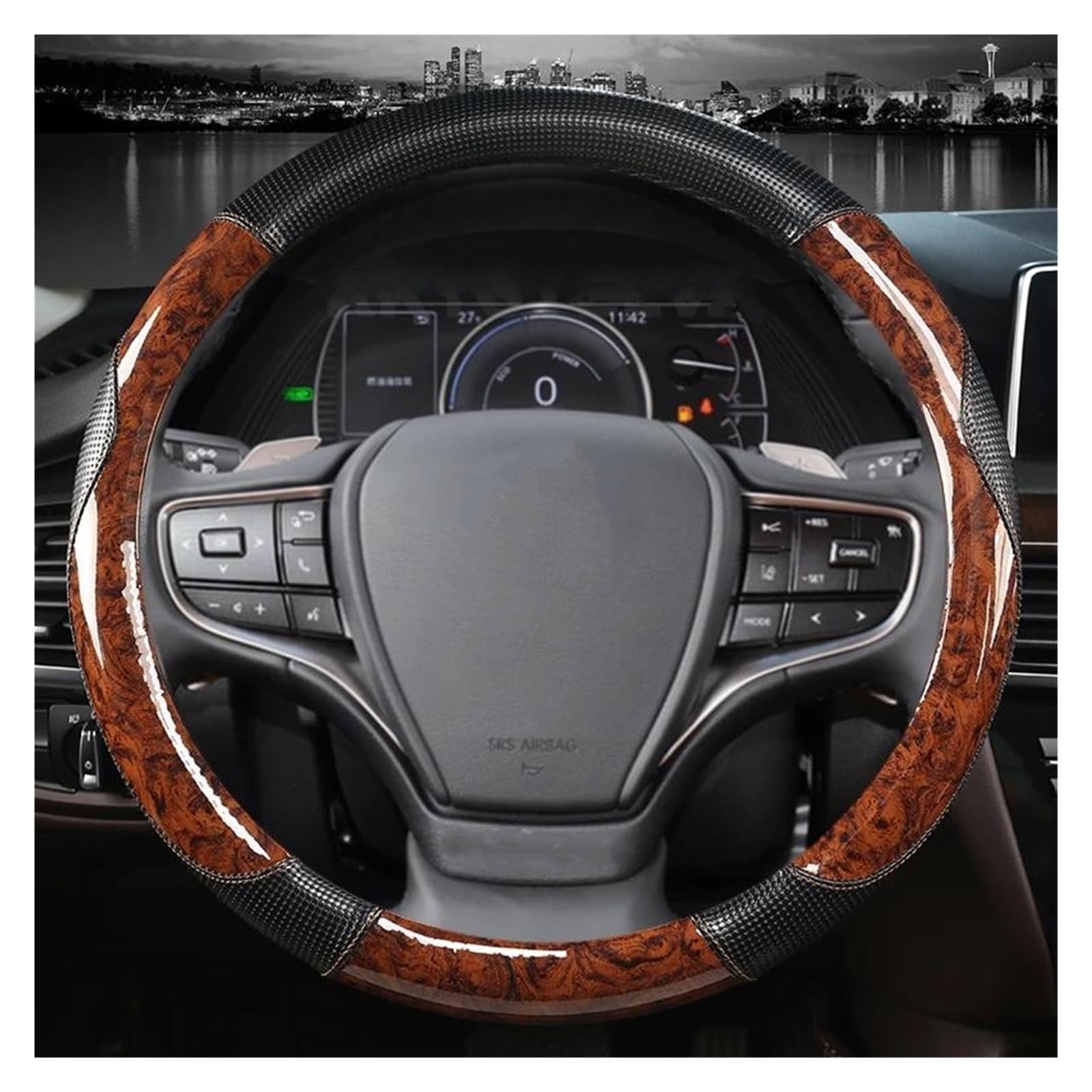 ZSGHJA Steering Wheel Cover Mahogany Wood Grain Car Steering Wheel Cover For Lexus Is250 RX350 Is350 GX460 Is300 ES350 RC LS NX CT200h Auto Accessories Car Steering Wheel(Coffee)