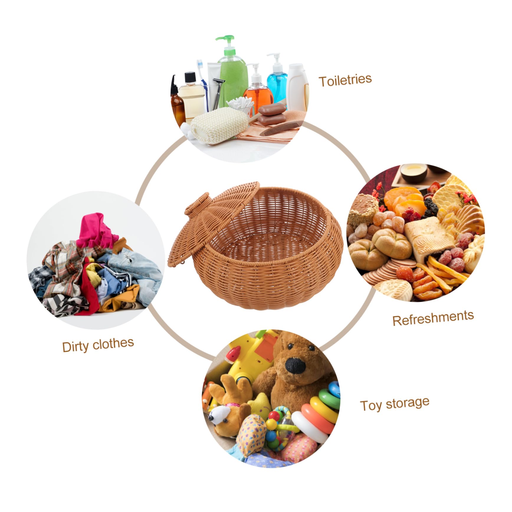 BESTYASH Woven Storage Basket with Lid Multi Functional Rattan Basket for Organizing Snacks Fruits Eggs and Household Items for Kitchen Living and Dining