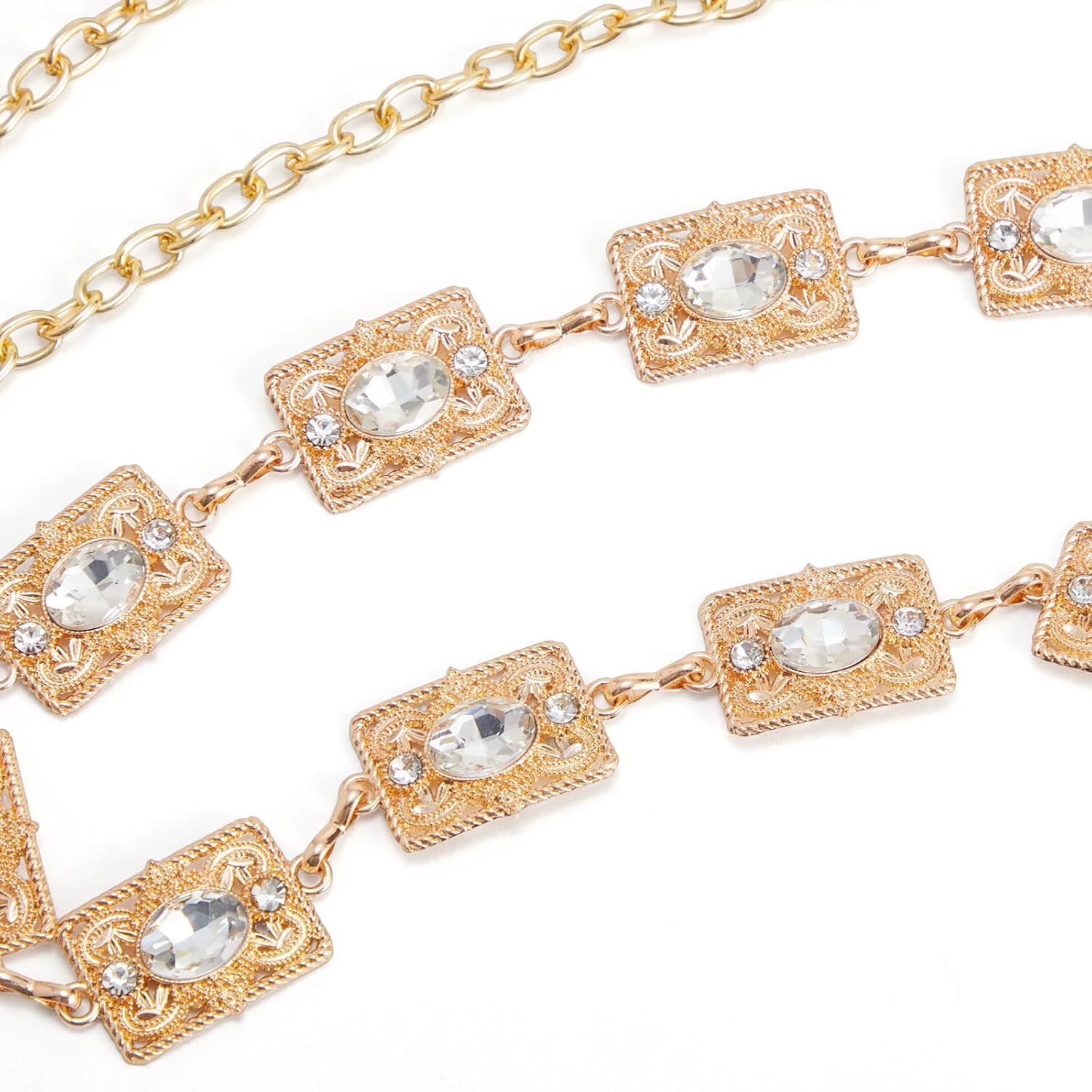 Chain Belt for Women Metal Waist Round Crystal Body Chain for Dress - Image 2