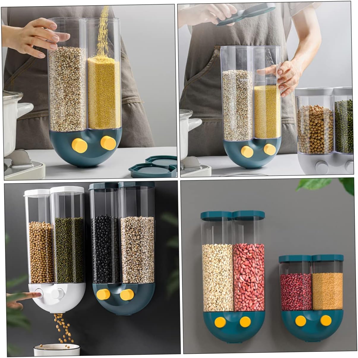 SHOWERORO Feng Rice Barrel Kitchen Grain Dispenser Storage Container Lids Condiment Seasoning Containers for Pantry Cereal Storage