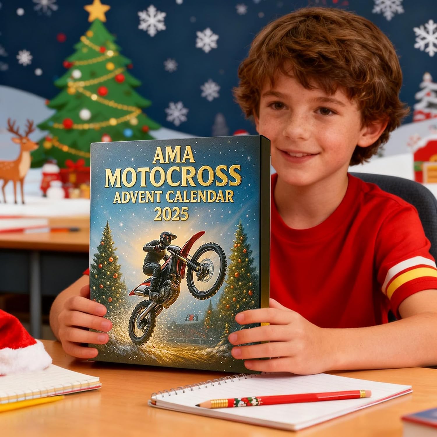 Calendario de Adviento Motocross 2025, cuenta regresiva 24 días Navidad mini motos figuras pilotos decoración acrílico 2D