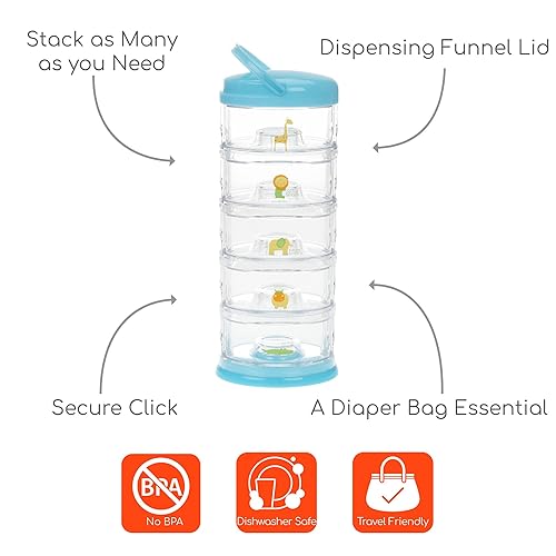 Miniatura 2 de Innobaby Packin' Smart - Sistema de almacenamiento apilable y portátil para fórmula, aperitivos para bebés y más. 5 tazas apilables en sorbete de