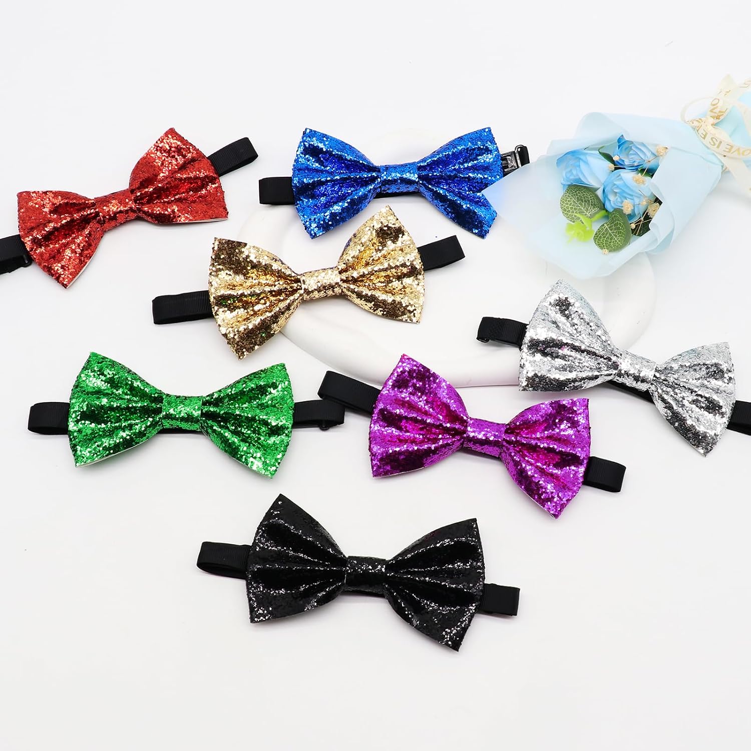 Bow Ties for Men Sequin Sparkly Mens Bow Tie Glitter Pre-Tied Bowtie for Tuxedo Shirt Party Wedding Prom