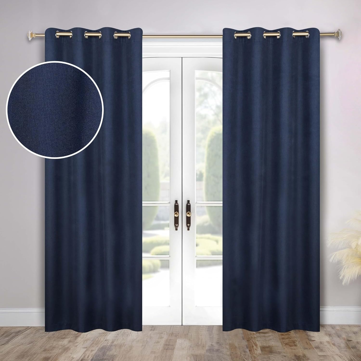Superior 100% Blackout Curtains, Room Darkening, Sun Blocking, Thermal Drapes, Solid Window Covers, Bedroom, Kitchen, Living Room Accents, Neal Collection, Set of 2 Panels, 52" x 84", Platinum