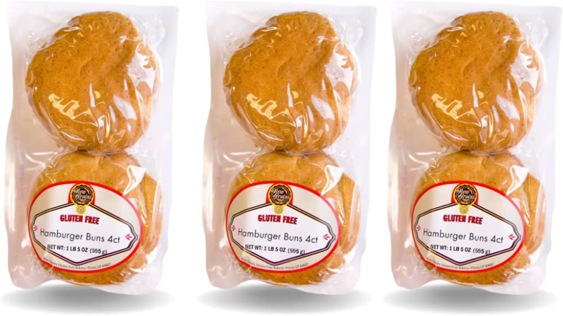 New Grains - ARTISAN Hamburger Buns - Certified Gluten Free - (21oz) 3 pack