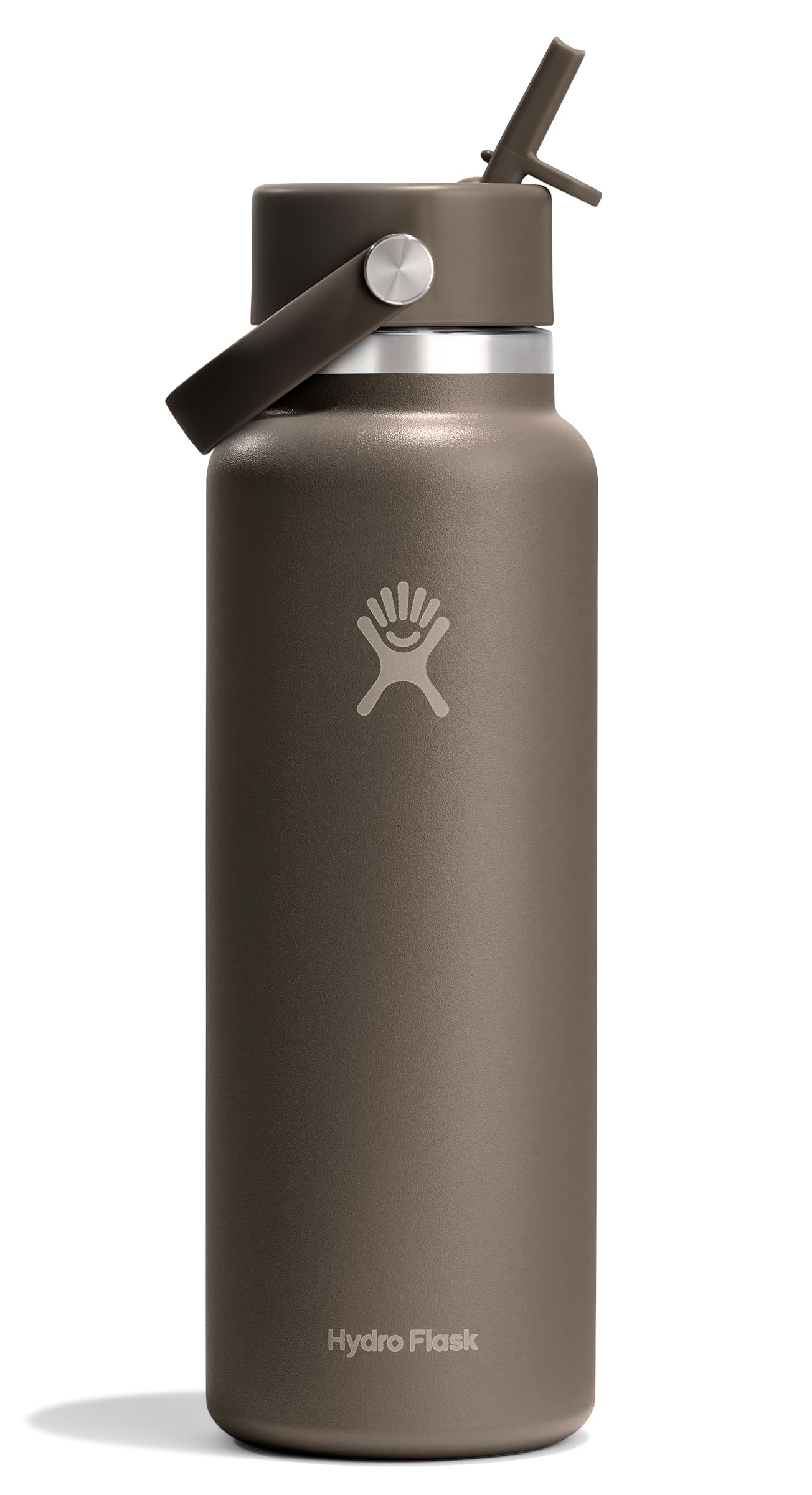 Hydro Flask Water Bottle - Insulated Stainless Steel - Wide Mouth Flex Straw Lid, Non Spill, Leakproof and Refillable in 40 Oz Sandpiper