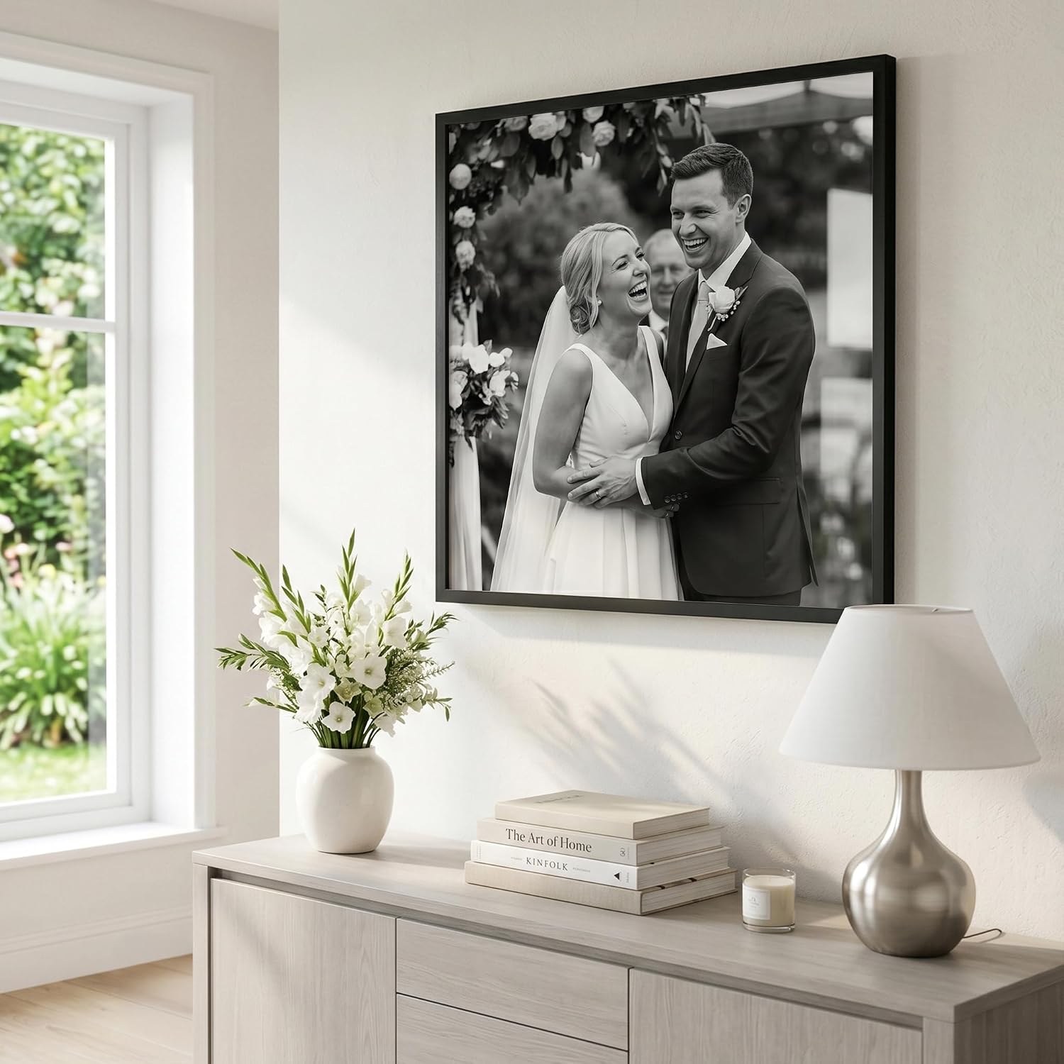Americanflat 24x24 Picture Frame with Polished Plexiglass - Streamline Collection - Thin Border Square Frame for Wall Display - Hanging Hardware Included - Black
