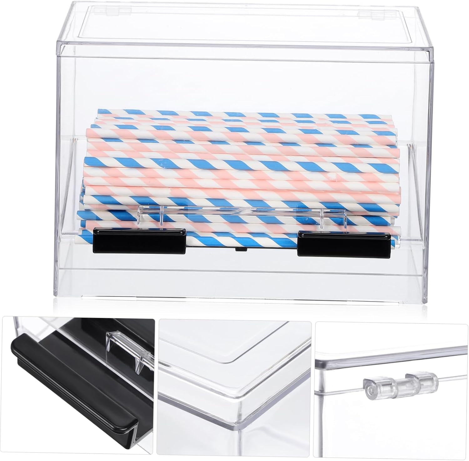 STOBAZA Acrylic Straw Dispenser Box Self-service Storage Container for Organizing Drinking Straws Compact Design for Home Kitchen and Restaurants Easy to Use