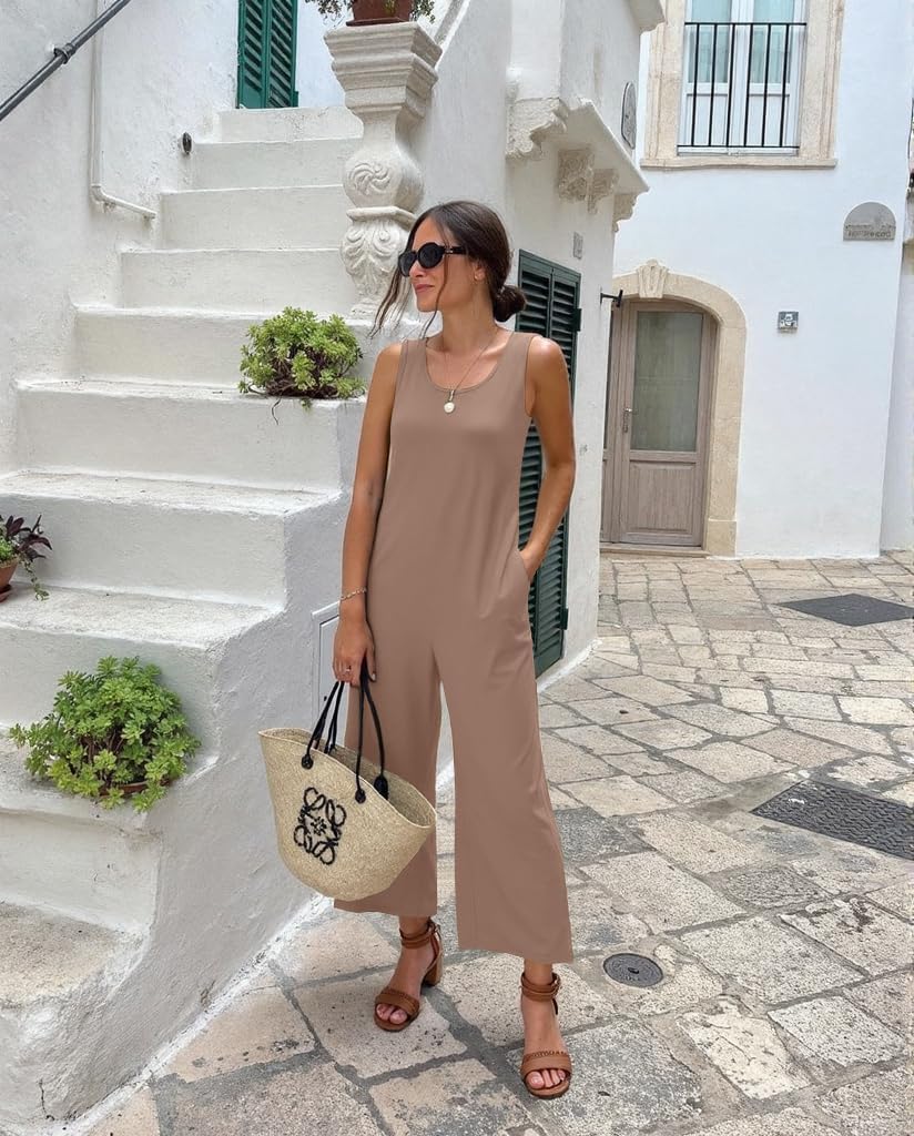 Muchpow Jumpsuits for Women Casual Summer Outfits Sleeveless Tank Jumpsuit Romper Long Pants Overalls with Pockets 2026 - Image 5