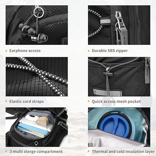 Miniatura 4 de NONSAR Mochila de hidratación, mochila de senderismo con vejiga de agua de 3 L, paquete de hidratación de aislamiento ligero, mochila de agua para