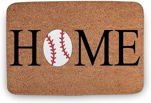 Allijune Felpudo de béisbol para el hogar, regalo de inauguración de la casa, regalo de cumpleaños, tapete de bienvenida, temporada de béisbol,