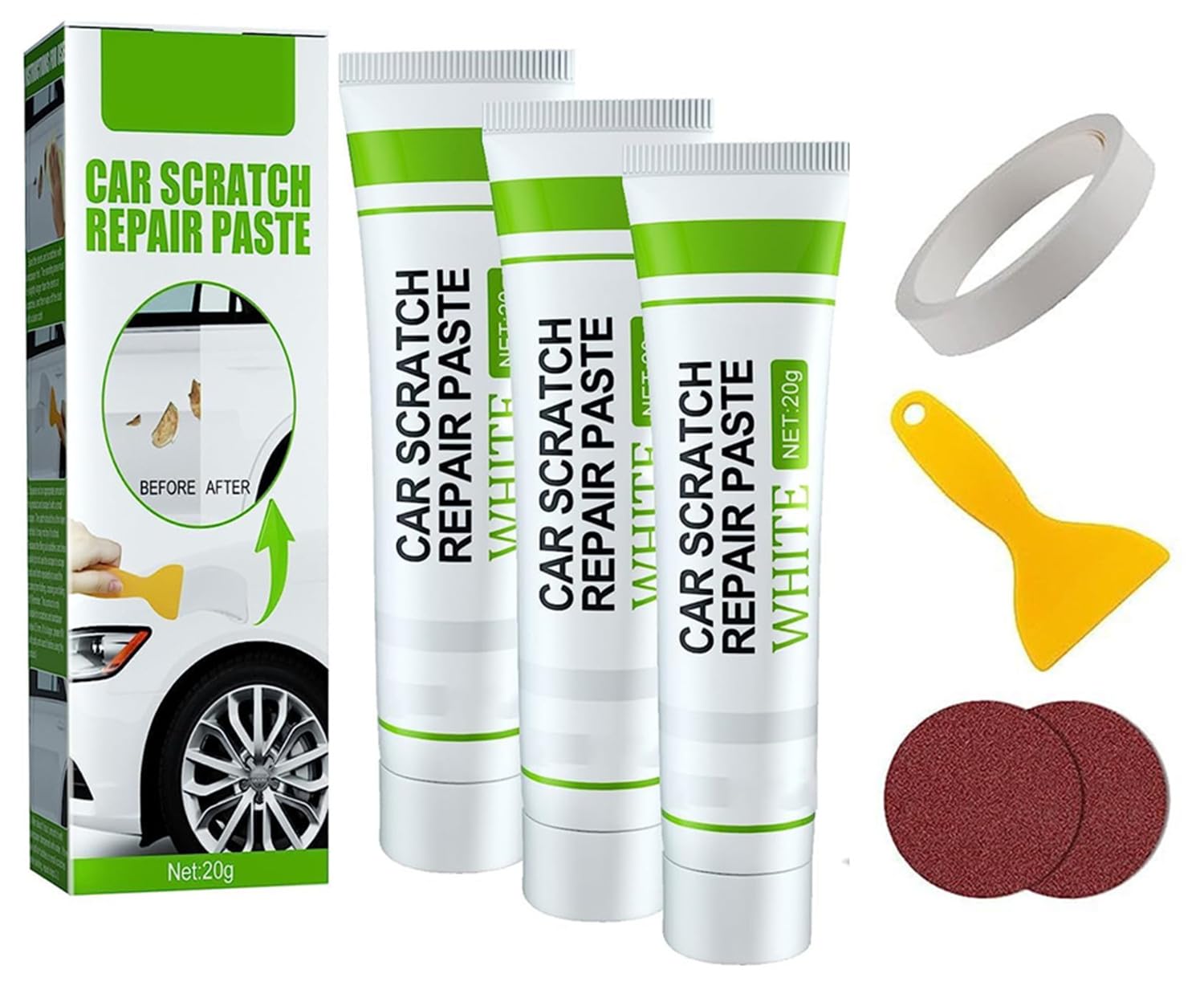 Marine Fiberglass Repair Filler, Marine Gelcoat for Boat Building, Boat Gelcoat Repair Lifetime Durability, Marine Fiberglass Repair Kit, White Color, for Scratches, Cracks, Gouges (white-3pcs)