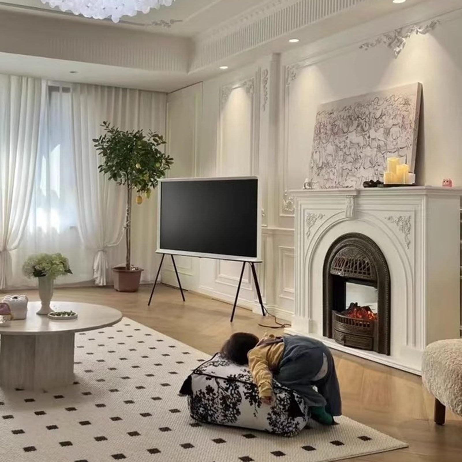 Camino elettrico con mensola e ripiano aperto | Intagliato Gabbia Elettronica Di Riscaldamento Caminetto Simulazione Fiamma Foyer Armadio(150cm/59in)