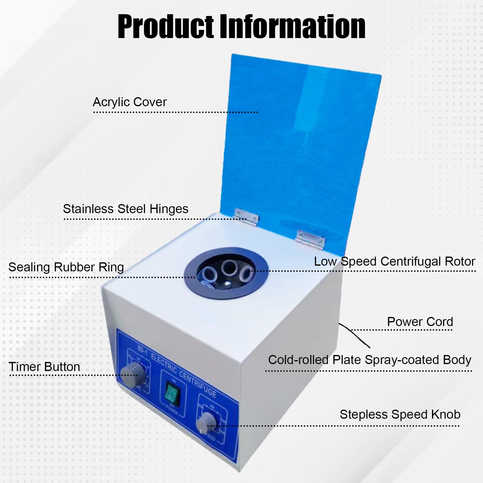 Centrifuga da Laboratorio, 220V 4000rpm Macchina Centrifuga Plasma, Centrifuga da Laboratorio con 20ml x 6 Provette, 1790xg, Timer 0-60 Minuti per Separazione di Campioni, Analisi Qualitativa