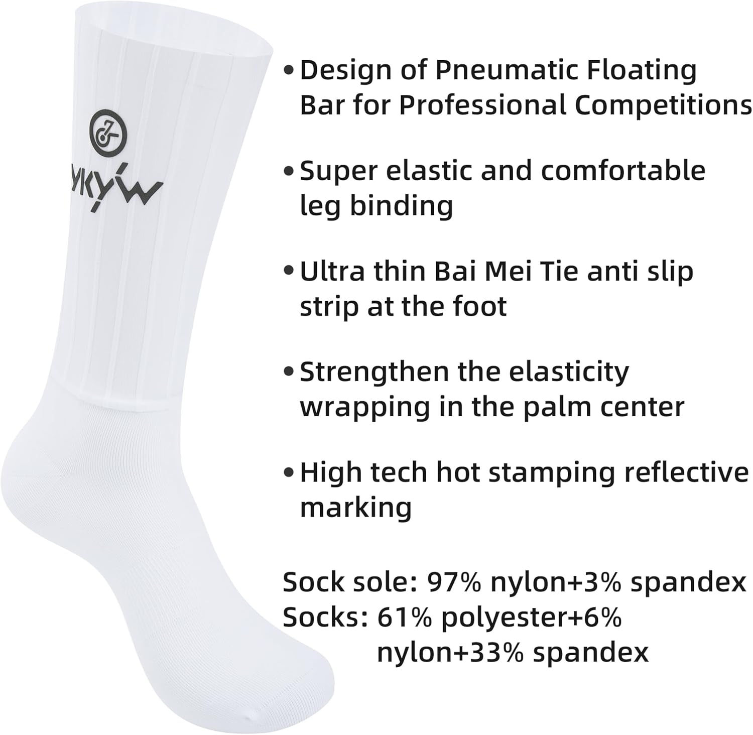 YKYWBIKE Aerodynamic Cycling Socks - Athletic Crew Bike Compression Stockings Socks,Crew Length,Breathable, and Cushioned Bike Socks for Men & Women Flying Mountain - Image 4