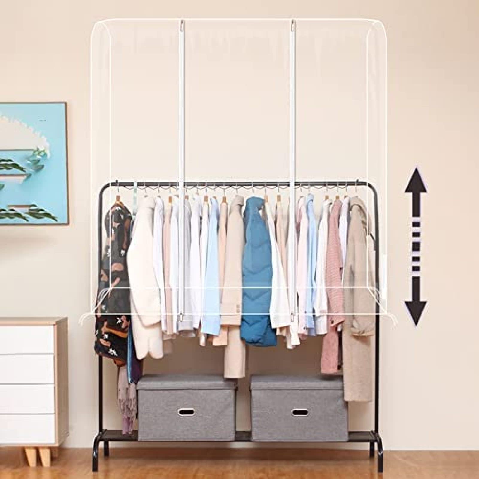 Fundas Para Ropa Transparentes, Fundas Para Colgar Ropa, Fundas Para Percheros Con Cremallera, Almacenamiento De Ropa Para Vestidos, Trajes, Abrigos Y Más,Translúcido,150 * 50 * 110cm