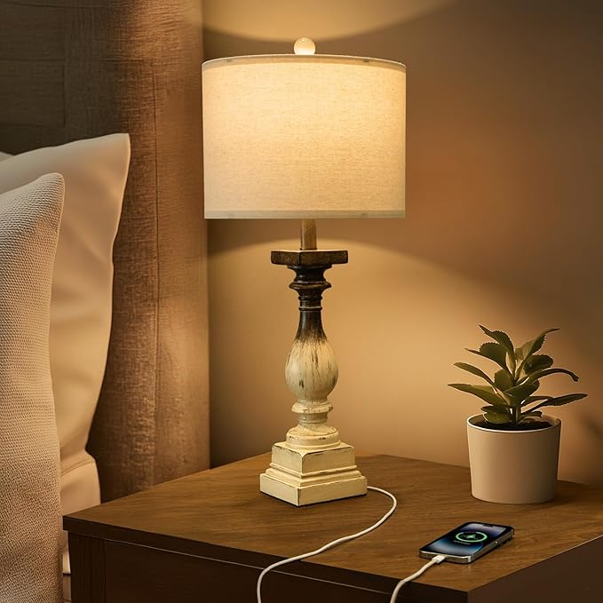 Lámparas de Mesa BOBOMOMO 27" con Puertos USB-A y C, Set de 2 miniatura 6