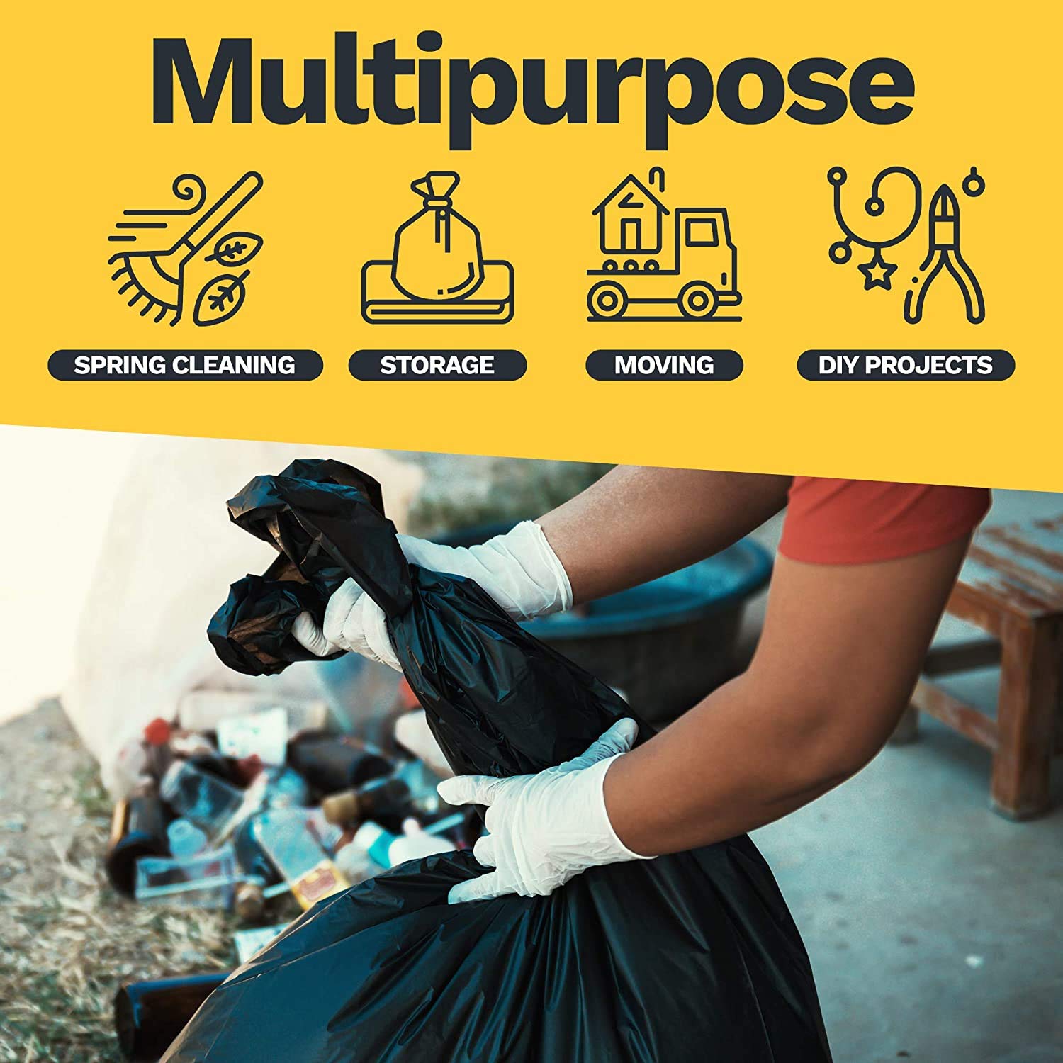 ToughBag 33 Gallon Trash Bags, 33 x 39â€? Black Garbage Bags (100 COUNT) â€“ Outdoor Industrial Garbage Can Liner for Custodians, Landscapers, Lawn Bags - Made In USA