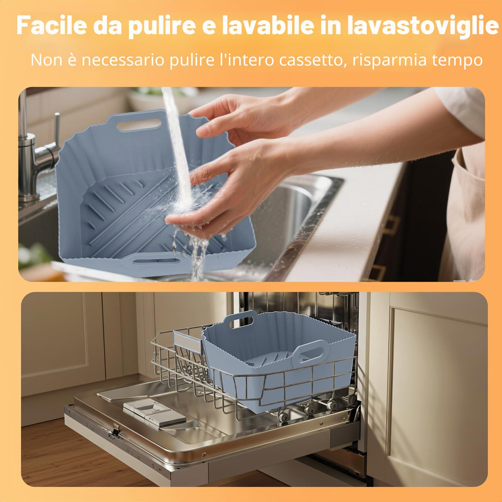 ENSINE Airfryer - Set di 3 stampi in silicone su misura per friggitrice ad aria calda Philips Airfryer 1000 Series 7,1 l, Na154/00 Dual Basket, riutilizzabile, colore: Grigio