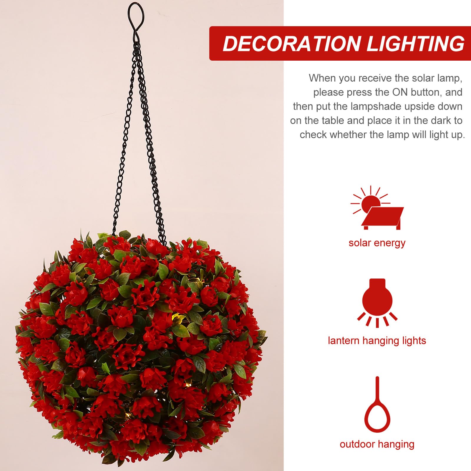 Ciieeo Lampada Solare a Sfera Forma di Fiore per Esterni Luce LED da Giardino Risparmio Energetico in Plastica 1w, Decorazione per Feste all Aperto