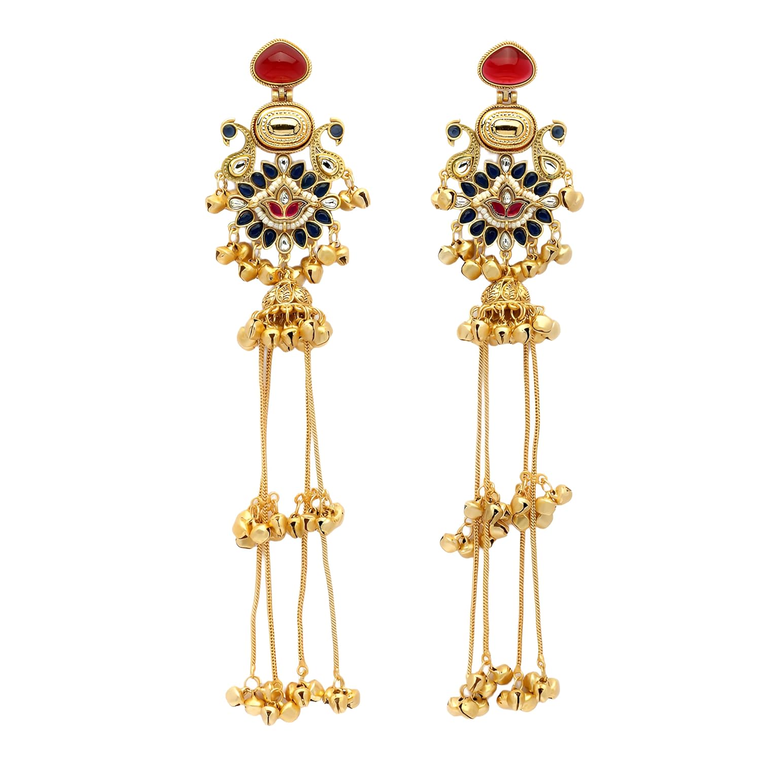 Zeneme Gold-Plated Kashmiri Earrings for Women Crescent Chandbali Design with Multi-Layer Ghungroo Tassels Jewelry For Wom... - Review, Price and Buying Guide