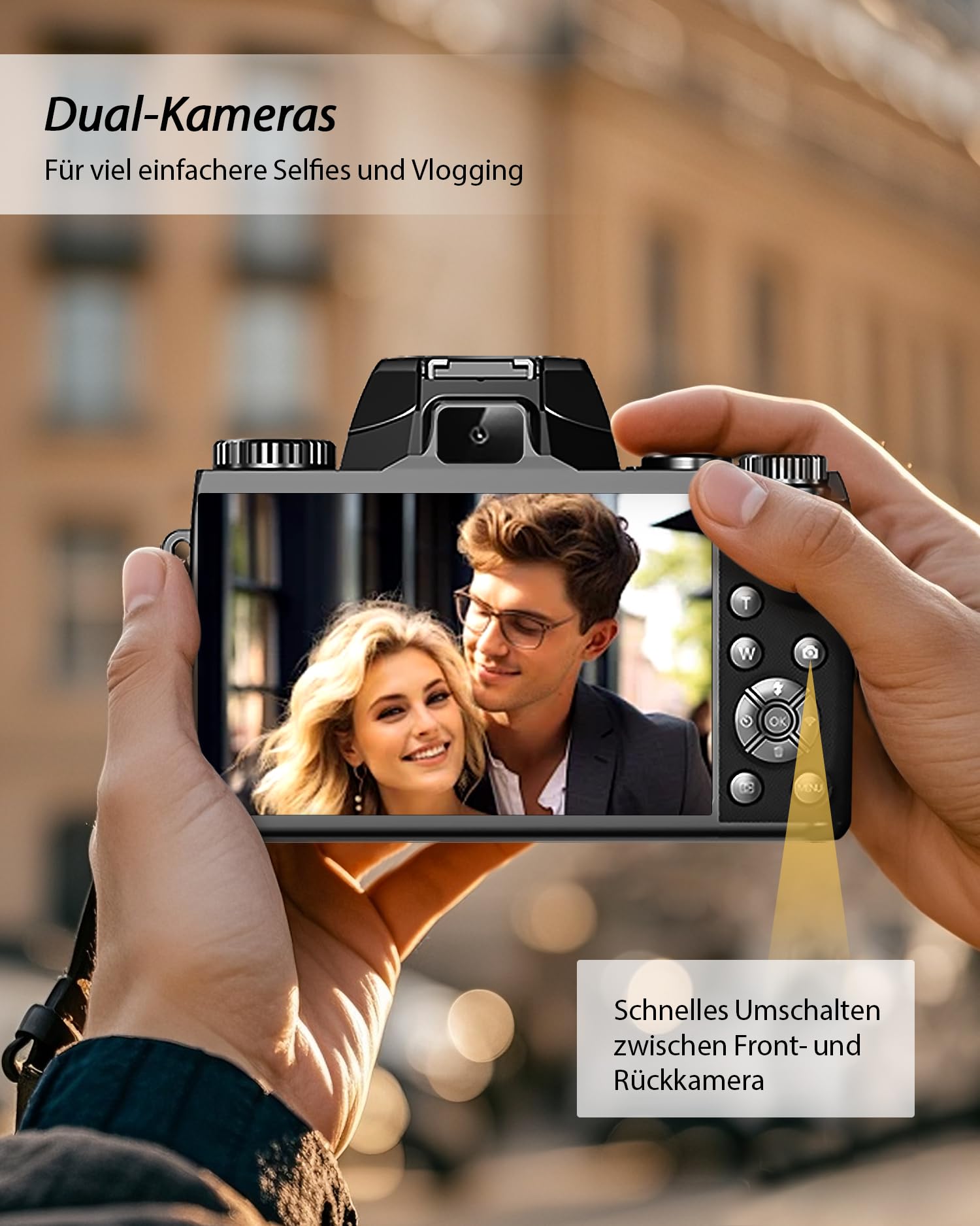 Cámara digital de 1080P, 64 megapíxeles y 16 x zoom digital, estabilizador de imagen óptico, cámara Vlog (2 cámaras)