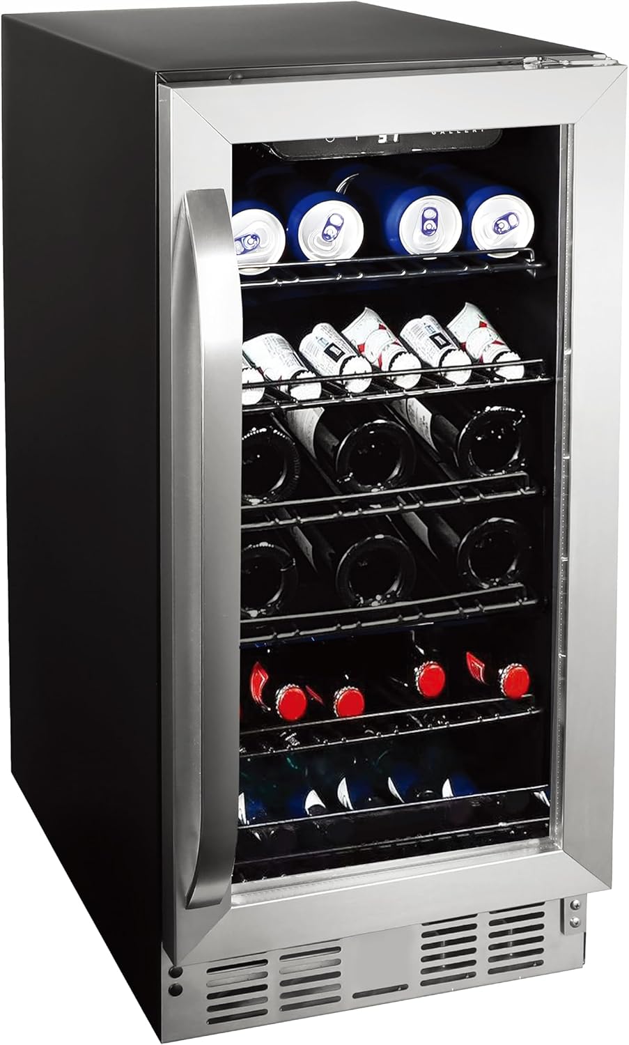 Frigidaire Gallery, 22.5" Wide Beverage Cooler, 30-Bottles Stainless Steel, with Lock, Tempered Glass Door, Frost Free, Glass Door, Stainless Steel, Built-in