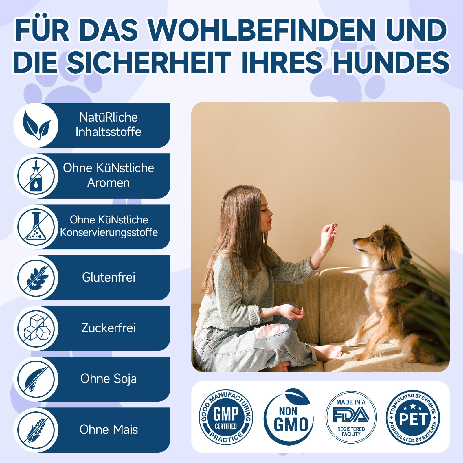 Woyamay Beruhigungsmittel für Hunde-200 Stück Natürliche Beruhigungsmittel Snacks für Hunde, Gegen Trennungsangst, Bellen, Feuerwerk & Gewitter – für Alle Hunderassen, Hähnchengeschmack