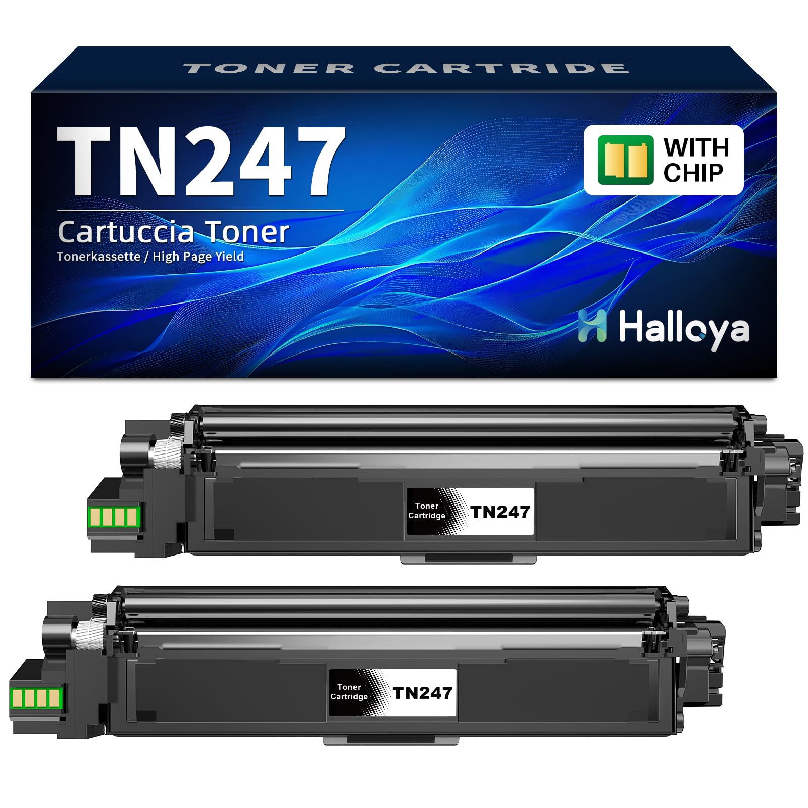 Halloya TN-243CMYK - Toner compatibile per Brother MFC L3750CDW TN247 TN-247BK, compatibile con Brother TN-243 TN243 TN-247 per DCP-L3550CDW Toner per MFC-L3770CDW HL-L3210CW(2 nero)