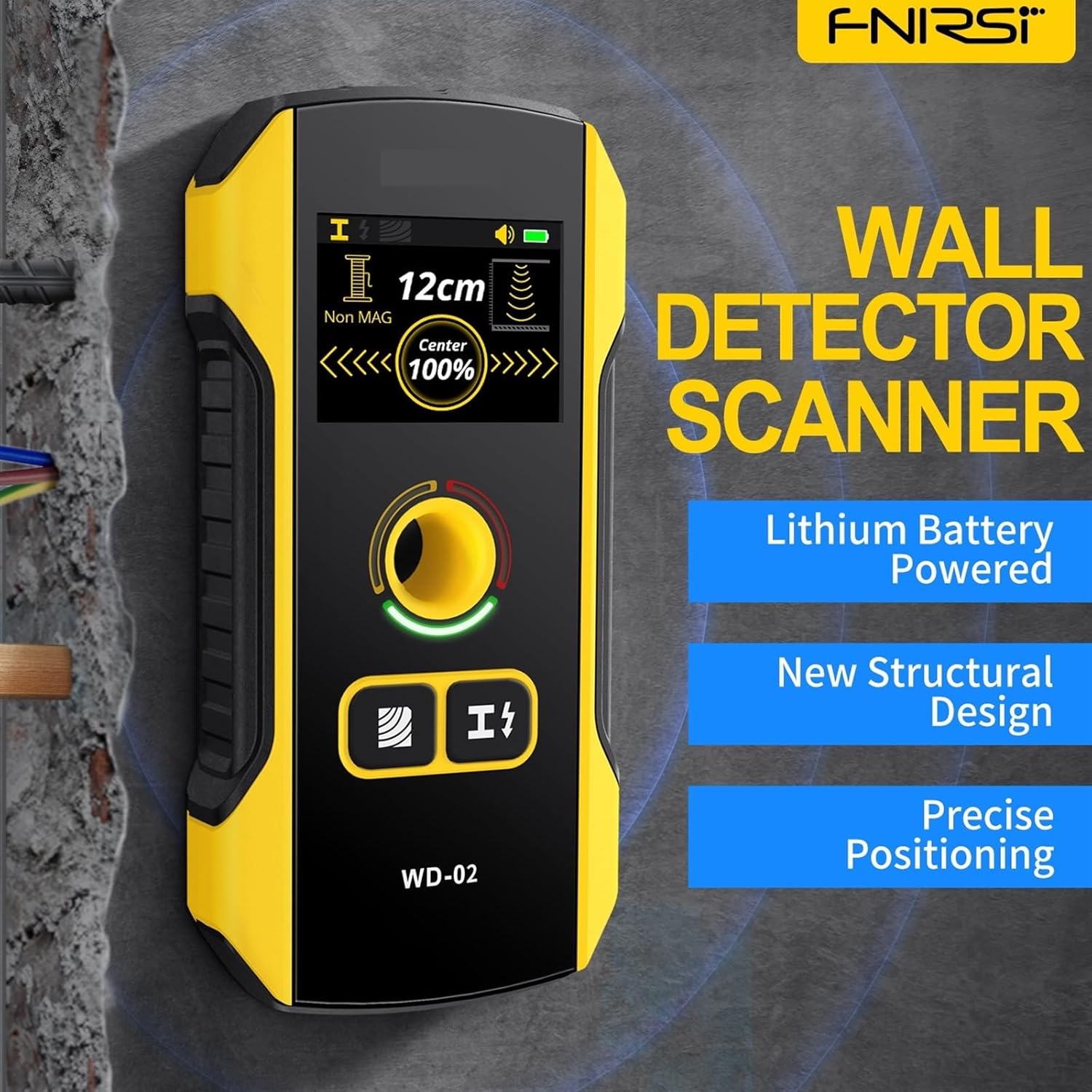 WD-02 Metal Detector - Multifunctional Wall Scanner for AC Wires, Metal, Wood, and Studs - Accurate Positioning & Detection Tool for Home Improvement Projects