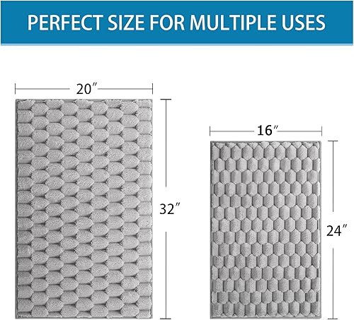 Miniatura 2 de Anybar Tapete de baño y tapete de baño de 16 x 24 pulgadas, tapete de ducha de franela de felpa antideslizante y absorbente, tapetes de baño suaves